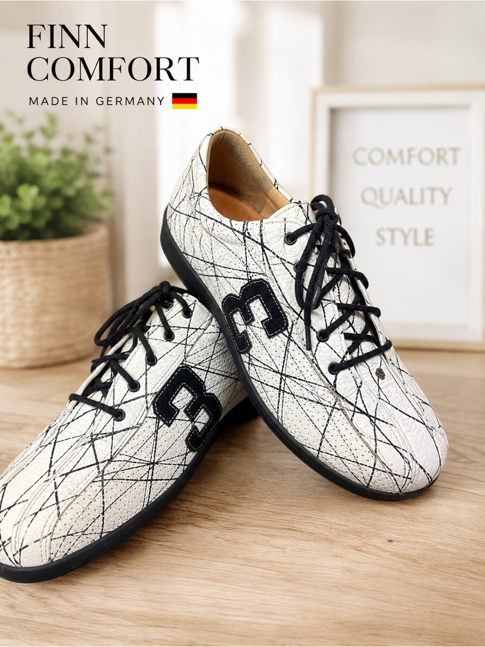 Finn Comfort Germany  Leather Lace-Up Comfort Shoes | Removable Footbed